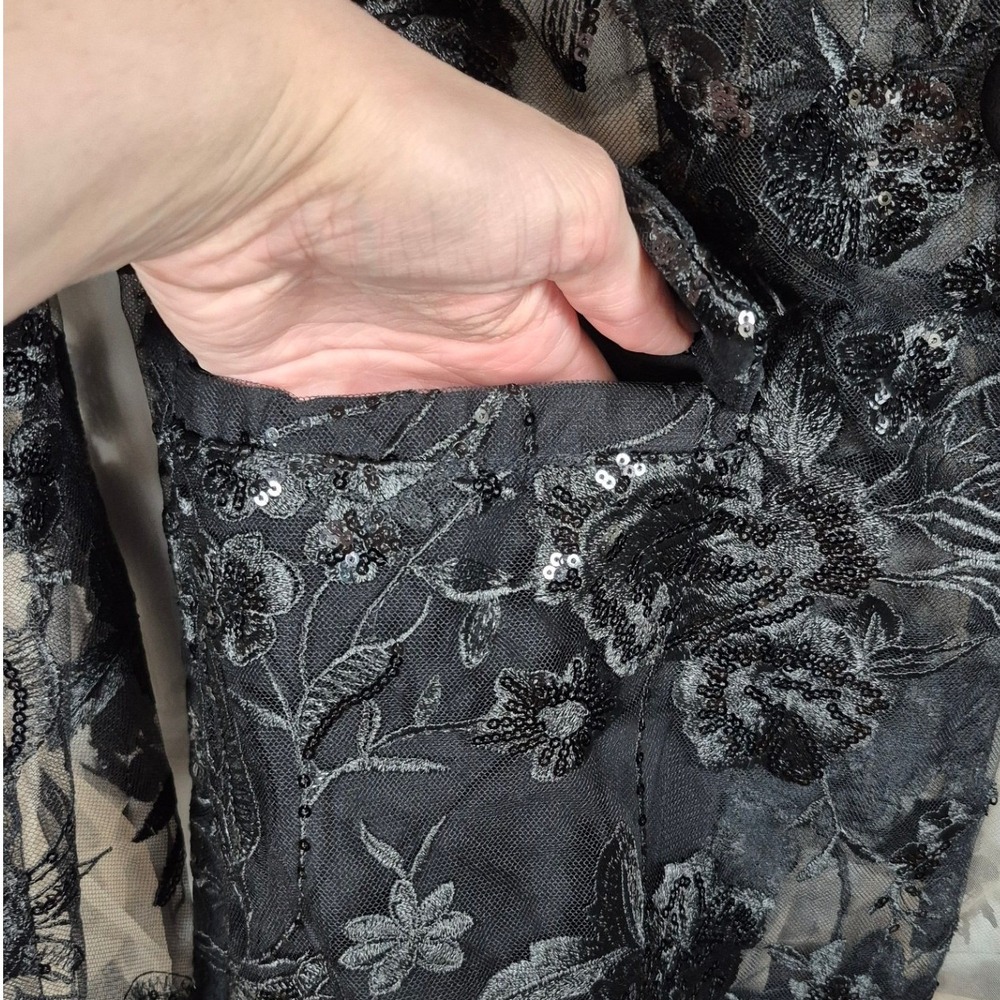 Fashion Nova Luxe black floral Vera sequin embroidered blazer jacket women large - Picture 4 of 16